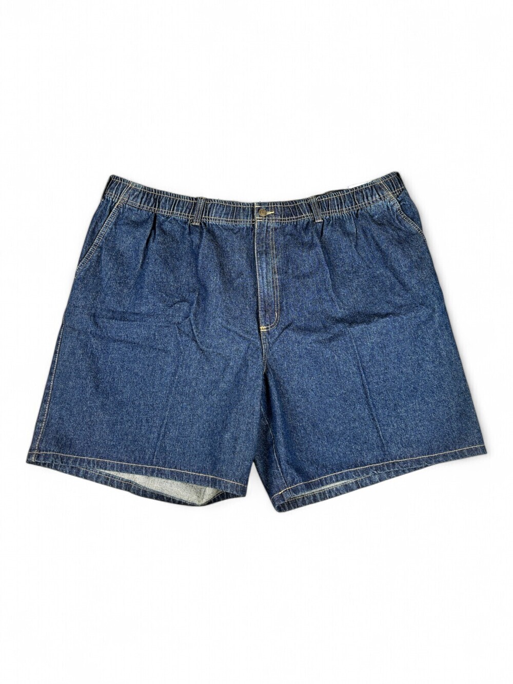 Harbor Bay Mens 3XL Big & Tall Dark Wash Denim Jean Shorts Elastic Waist Blue